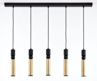 Lange Pendelleuchte in Schwarz Gold Metall GU10 4-flmg