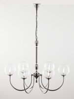 Moderner Kronleuchter Glas Metall Schwarzchrom 6-flmg