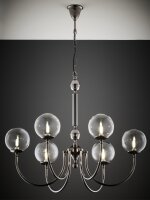 Moderner Kronleuchter Glas Metall Schwarzchrom 6-flmg