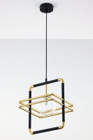 H&auml;ngelampe Glas Metall Schwarz Gold L:29 cm G9 Modern