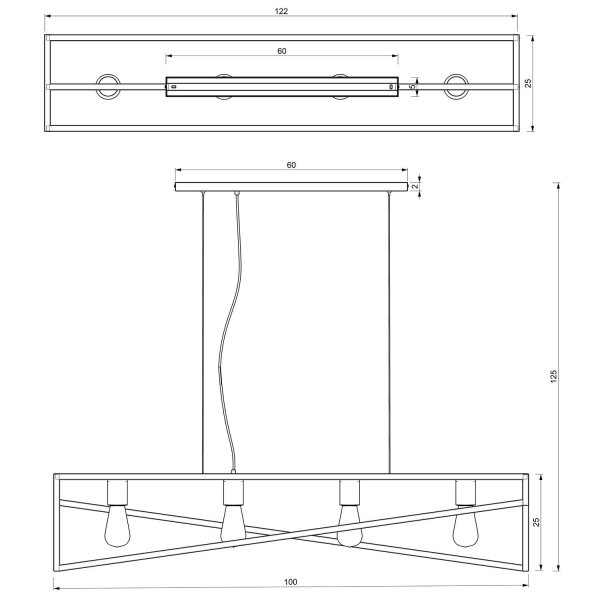 Lange Hängelampe Metall Schwarz E27 100 cm Industrial