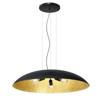 Große Hängelampe Stoff E27 Schwarz Gold...