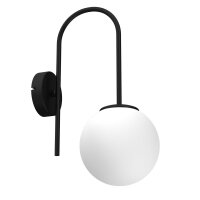 Wandleuchte Metall Glas Schwarz Weiß E14 Kugel...