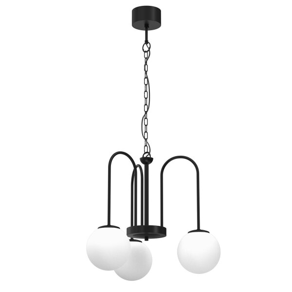 Pendelleuchte 3-flammig Glas Metall E14 Ø51 cm rund
