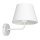 Wandlampe Wei&szlig; Stoffschirm Metall E27 H:24 cm konisch