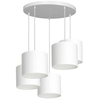 Hängelampe Weiß Stoff Metall B:58 cm 5-flmg...