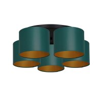 Deckenleuchte Stoff Metall Petrol Gold E27 rund...