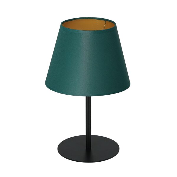 Nachttischlampe Stoff Metall 34 cm Petrol Gold konisch