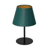 Nachttischlampe Stoff Metall 34 cm Petrol Gold konisch