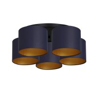 Deckenleuchte Stoff Metall Blau Gold E27 rund Ø58 cm