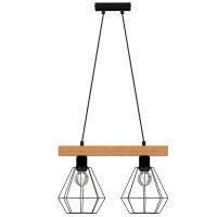 Industrial Pendelleuchte Metall Holz Schwarz Natur E27
