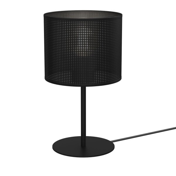 Runde Tischlampe Metall E27 34 cm hoch in Schwarz