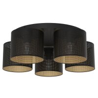 Deckenlampe Metall Ø58 cm E27 5-flmg Loft Schwarz...