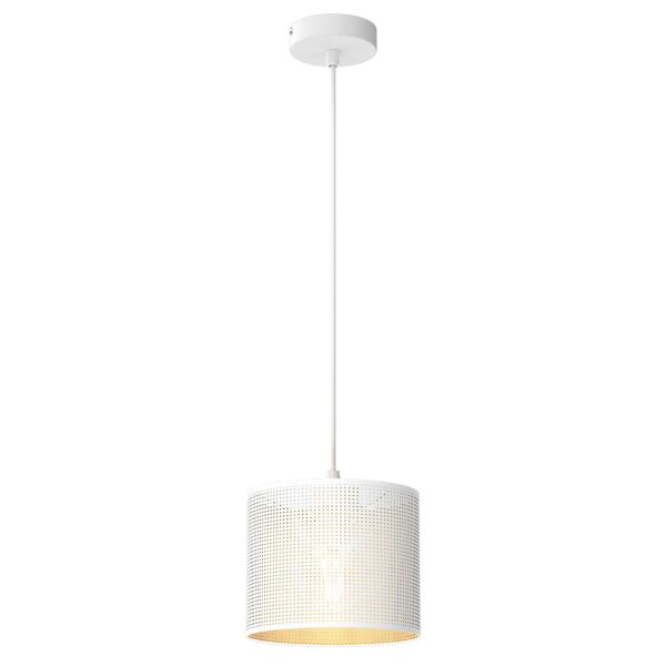 Pendelleuchte Metall in Weiß Gold Ø18 cm rund E27 Loft