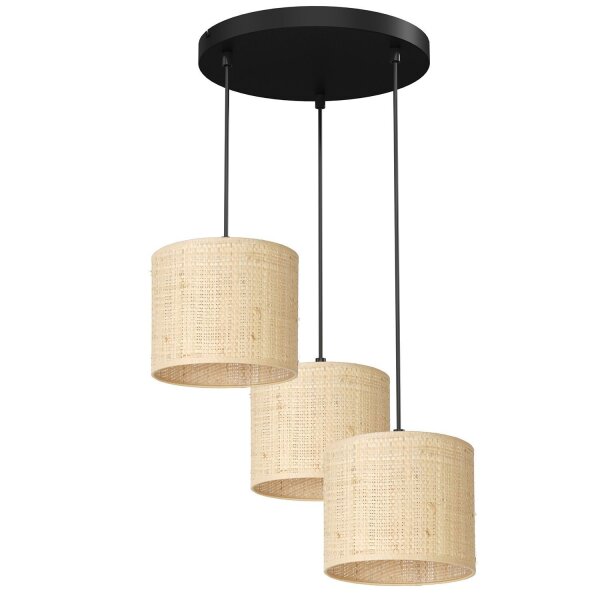 Loft Pendelleuchte Rattan Metall rund Ø45 cm E27 3-flmg
