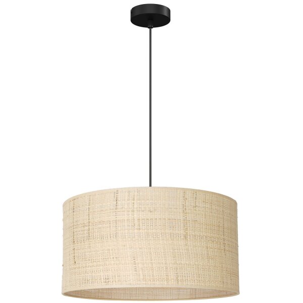 Runde Hängelampe Rattan Metall Ø40 cm E27 Schwarz Natur