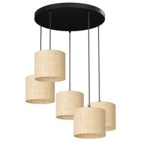 Loft Pendelleuchte Rattan Metall rund Ø58 cm E27...