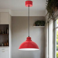 Loft Hängelampe Rot Weiß Metall Ø30 cm...