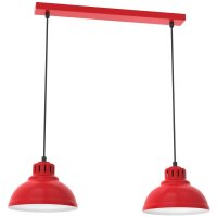 Loft Hängelampe Rot Weiß Metall 65 cm E27...