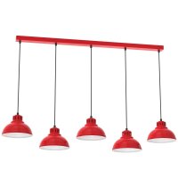 Loft Pendelleuchte XXL Metall 125 cm E27 Rot Weiß