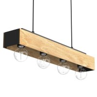 Pendelleuchte Holz Metall 4-flmg 76 cm in Schwarz Natur