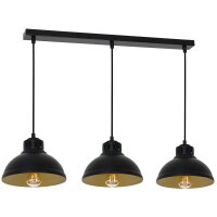 Loft H&auml;ngelampe Schwarz Gold Metall 3-flmg akzentuiert
