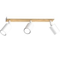 Deckenspot flexibel Holz Metall Weiß Natur 3-flmg GU10