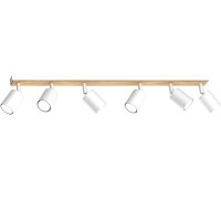 Deckenspot beweglich Holz Metall Weiß Natur 6-flmg...