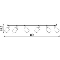 Deckenspot beweglich Holz Metall Weiß Natur 6-flmg...