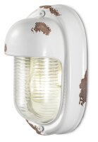 Badlampe Keramik Glas H: 24 cm Wei&szlig; Shabby Antik E27