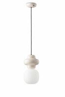 H&auml;ngeleuchte Keramik Glas E14 Creme Wei&szlig; Retro ROBERTO
