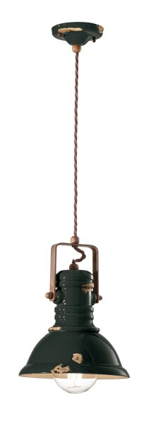 Pendelleuchte Metall Keramik E27 Ø 23 cm rund Vintage