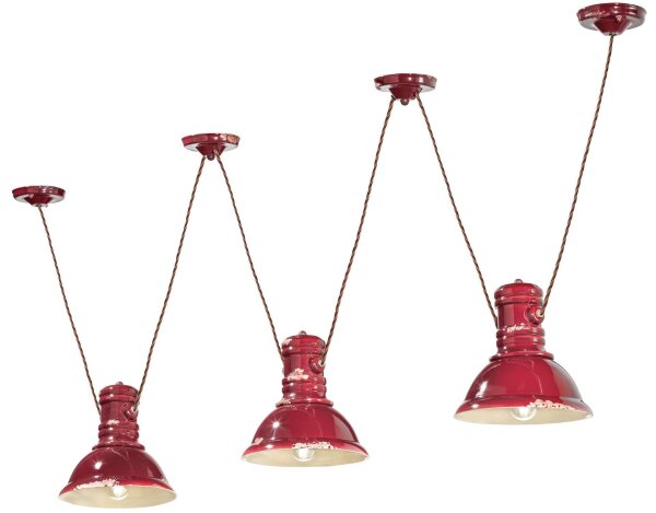 Hängeleuchte Keramik E27 Bordeaux Shabby Antik ANNA
