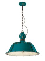 Hängelampe Keramik H: max. 110 cm Petrol Shabby Antik