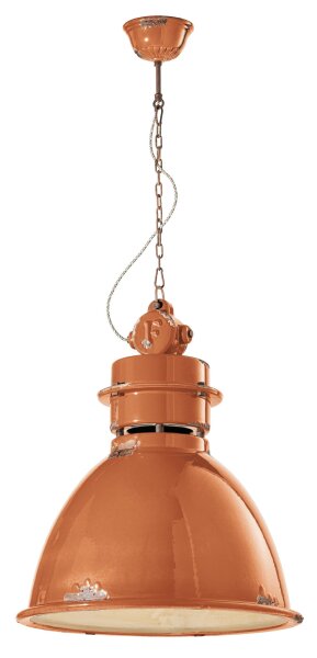 Hängelampe Keramik H: max. 140 cm Orange Shabby Antik