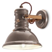 Wandleuchte Keramik Metall E27 Taupe Shabby Antik
