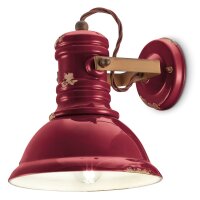 Wandlampe Keramik Metall E27 verstellbar Rot Shabby Antik