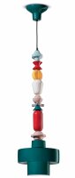 Hängelampe Keramik E27 Petrol Bunt Retro Ø 28 cm