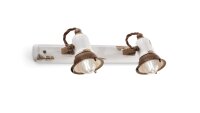 Wandlampe Keramik Wei&szlig; Braun E14 verstellbar Vintage