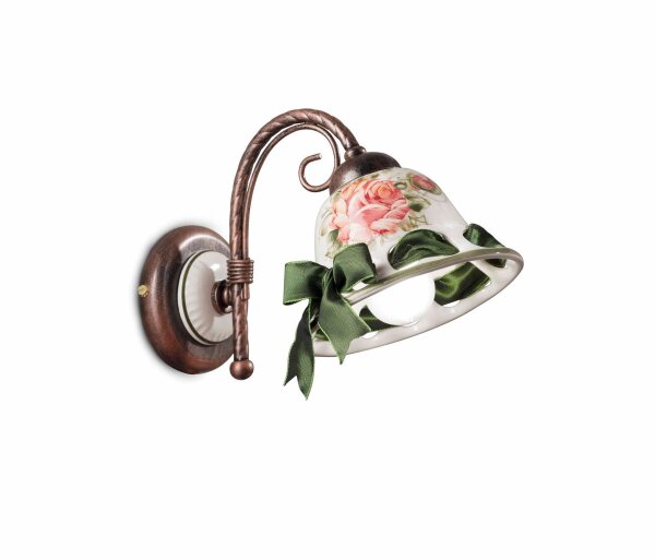 Wandleuchte Metall Keramik E14 17 cm hoch Landhausstil