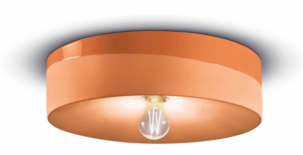 Deckenlampe Keramik E27 D: 40 cm Orange rund Retro