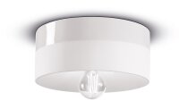 Deckenlampe Keramik E27 D: 25 cm Weiß rund Retro...