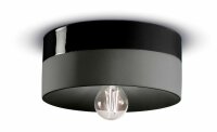 Deckenlampe Keramik E27 D: 25 cm rund Schwarz Retro