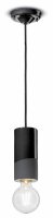 Pendelleuchte Keramik E27 rund &Oslash; 8 cm Schwarz Retro