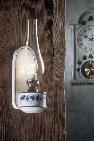 Wandlampe Metall Glas H: 33 cm E14 Vintage Design