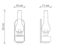 Wandlampe Metall Glas H: 33 cm E14 Vintage Design