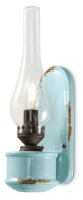 Wandlampe Handarbeit Glas H: 33 cm Hellblau Shabby Antik