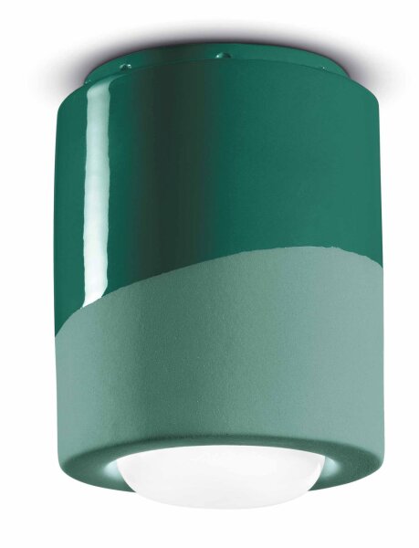 Deckenspot Aufputz Keramik E27 rund Ø 12,5 cm Grün