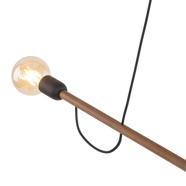 Hängelampe Holz Metall 93 cm lang H: max. 160 cm 2x E27