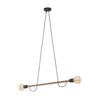 Hängelampe Holz Metall 93 cm lang H: max. 160 cm 2x E27